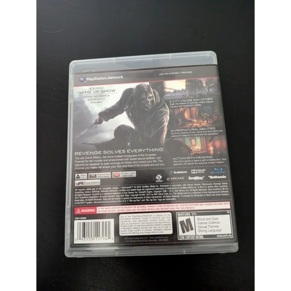 Dishonored (Sony PlayStation 3, 2012) Tested Complete PS3‎ Video Game